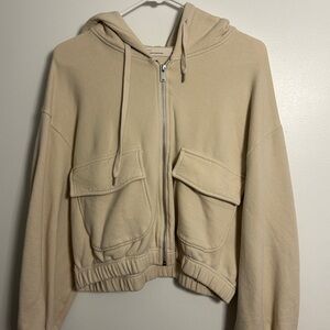 OAK + FORT Cream Hooded Jacket